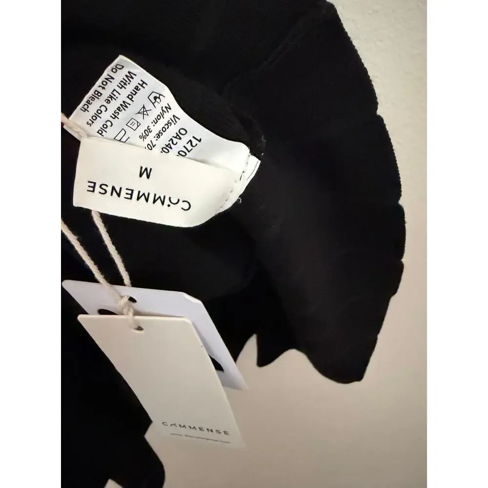 🌟 NWT Commense Black Mini Dress with Adorable White Bow Detail 🌟 - Picture 5 of 7